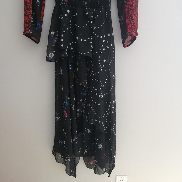 Maje Remix Asymmetric Paneled Floral Black Midi Dress 1 or Small - Picture 8 of 17